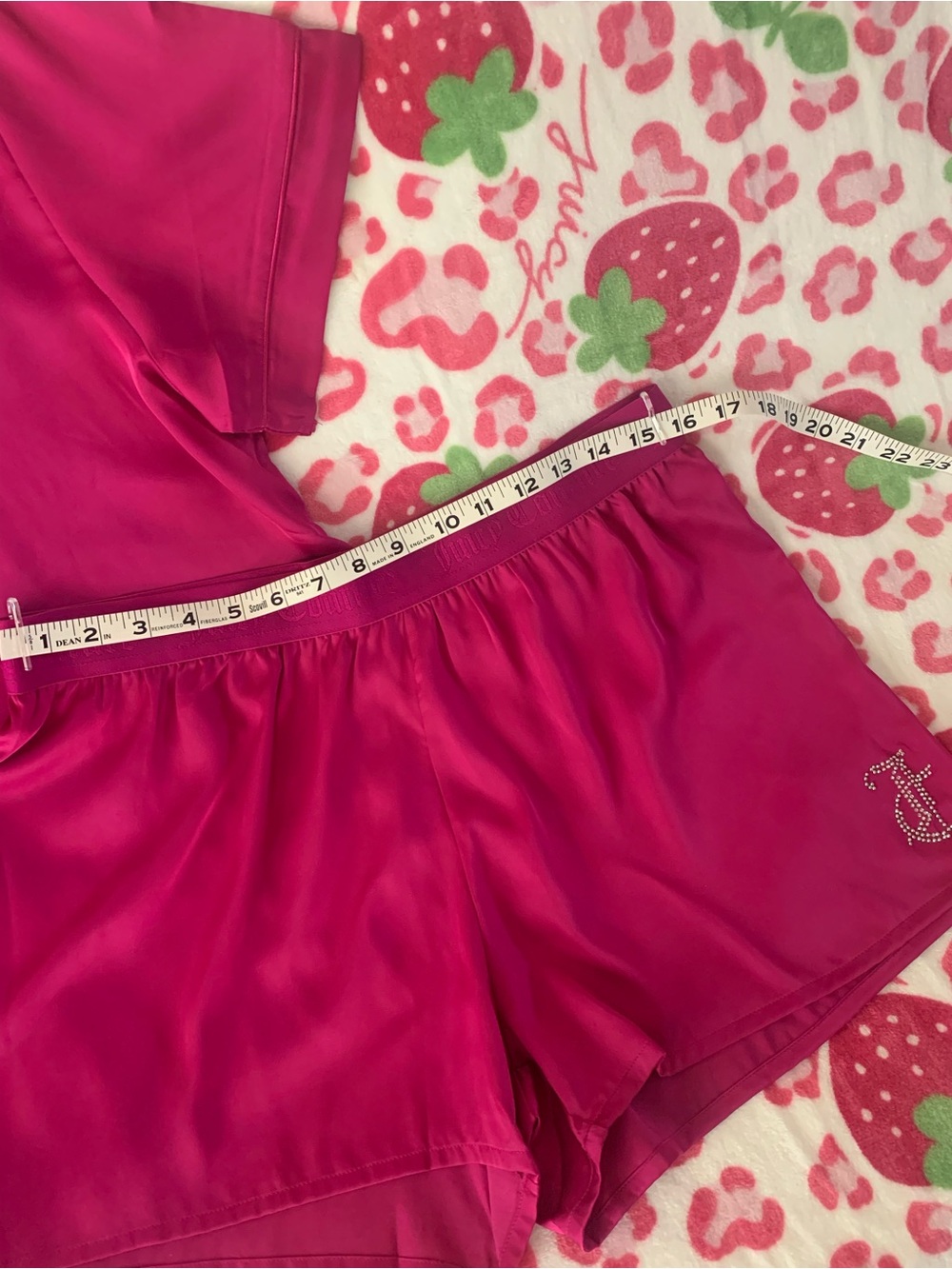Juicy Couture Silky Satin Bling Pajama Set Raspberry Rave Large NWT - Picture 11 of 15